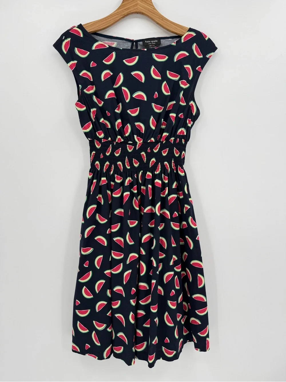 Kate Spade Watermelon Summer Party Blaire Dress Fit Flare in Parisian Navy L